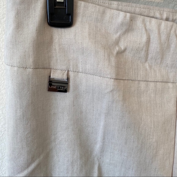 Lisette L Montreal Beige Stretch Linen Ankle Pant - Picture 3 of 6